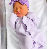 Lavender striped footie & hat