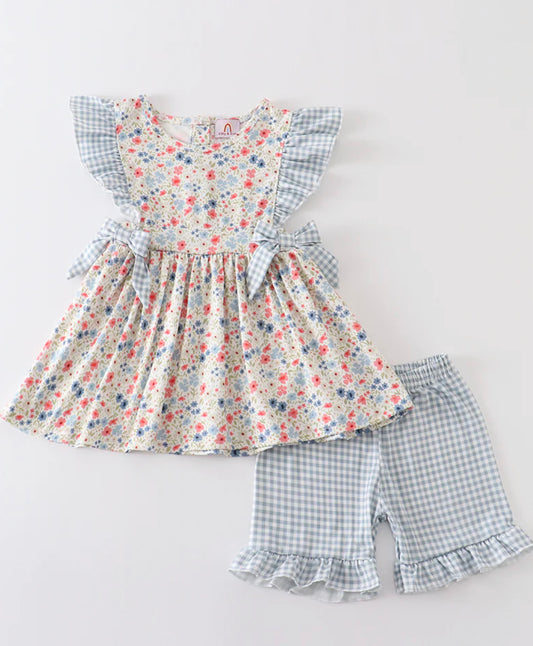 Floral print girls short set