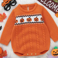 Knit sweater pumpkin romper