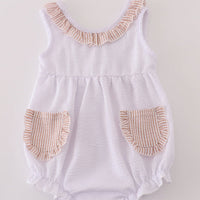 Brown/white seersucker ruffle bubble