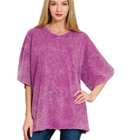 French Terry oversized top-plum