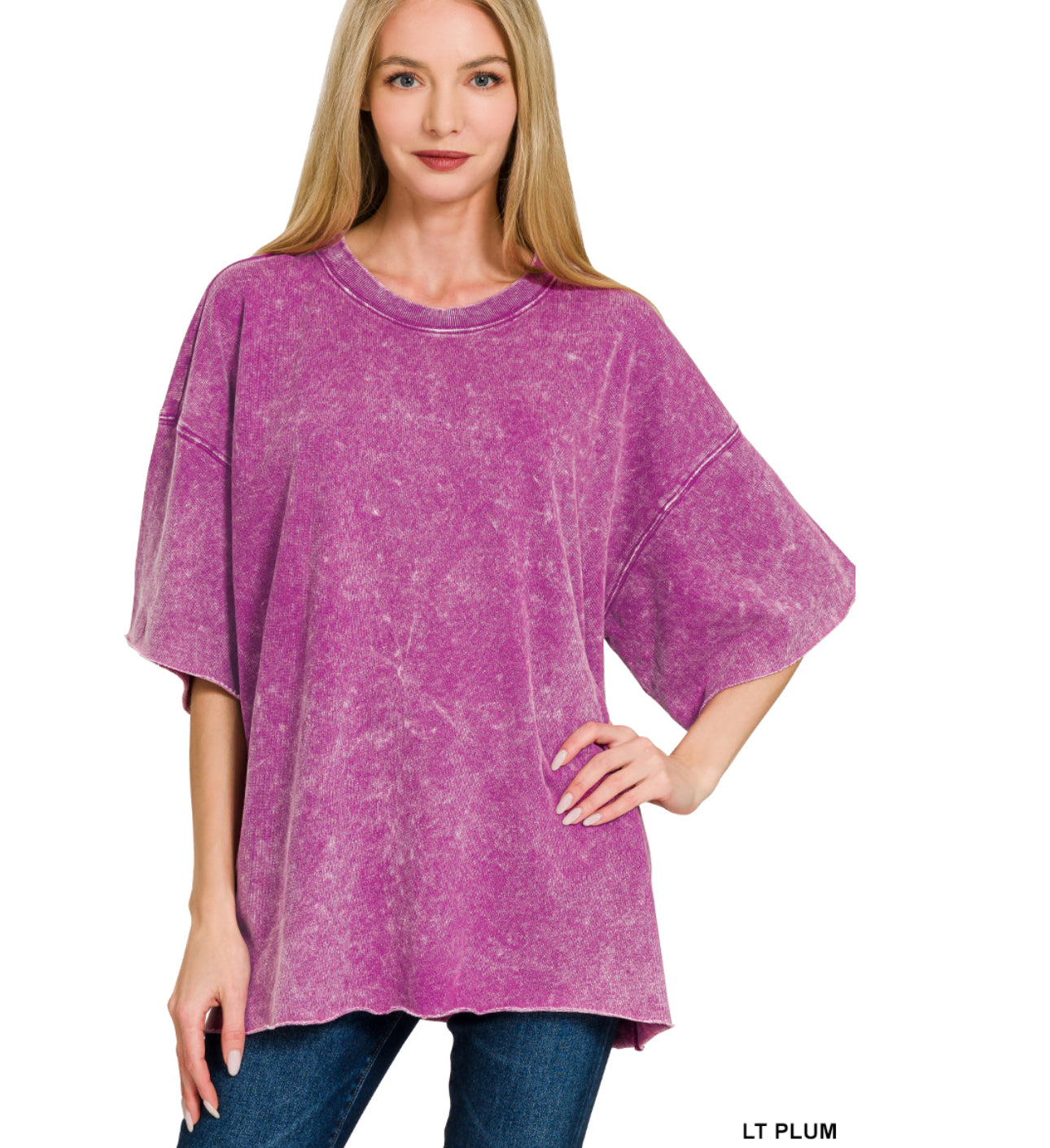 French Terry oversized top-plum