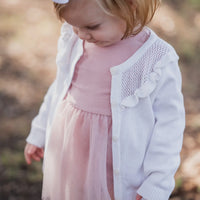White ruffle knit sweater