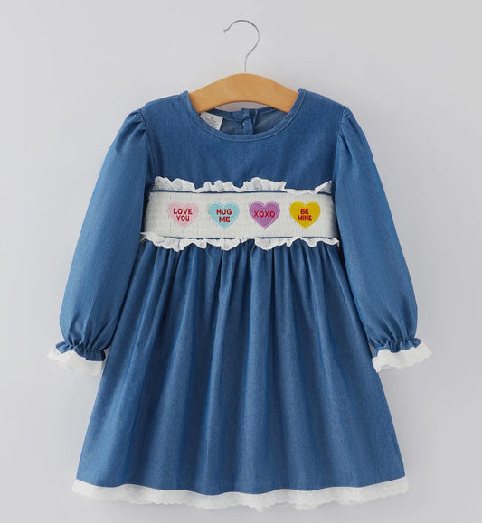 Conversational heart smocked dress