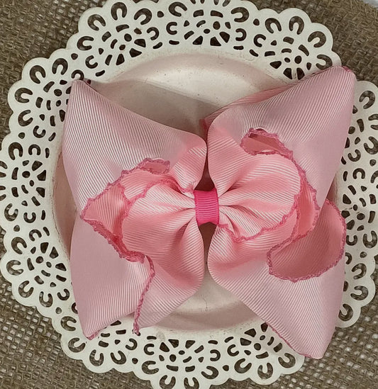 Pink with pink moonstitch hair bow