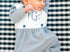 Navy striped bib footie & hat