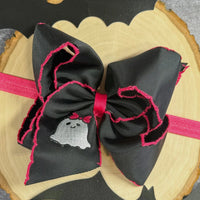 Ghost moonstitch headband bow headband