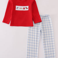 Farm plaid pant set