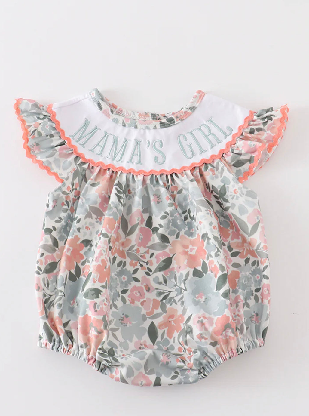 Mama’s girl Sage floral bubble- 12M