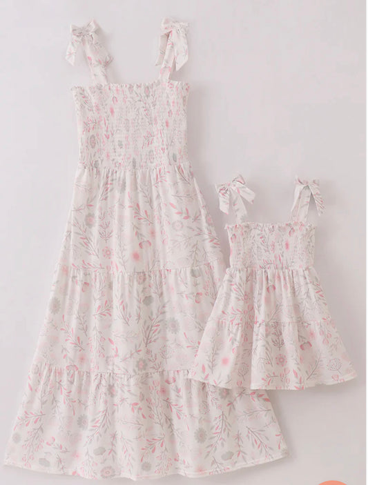 Pink blush smocked mom dress