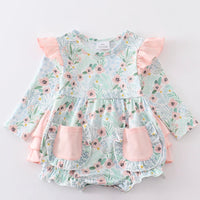 Floral girls ruffle bubble