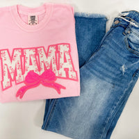 Pink floral bow MAMA tee