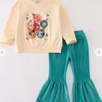 Cartoon velvet pant set