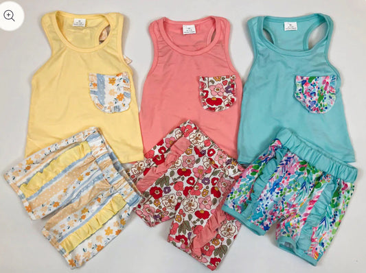 Pink floral short set