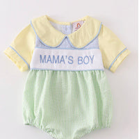 Mamas boy seersucker boys bubble