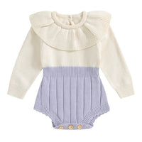 Purple knit sweater romper