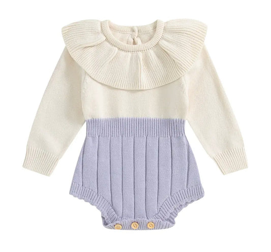 Purple knit sweater romper