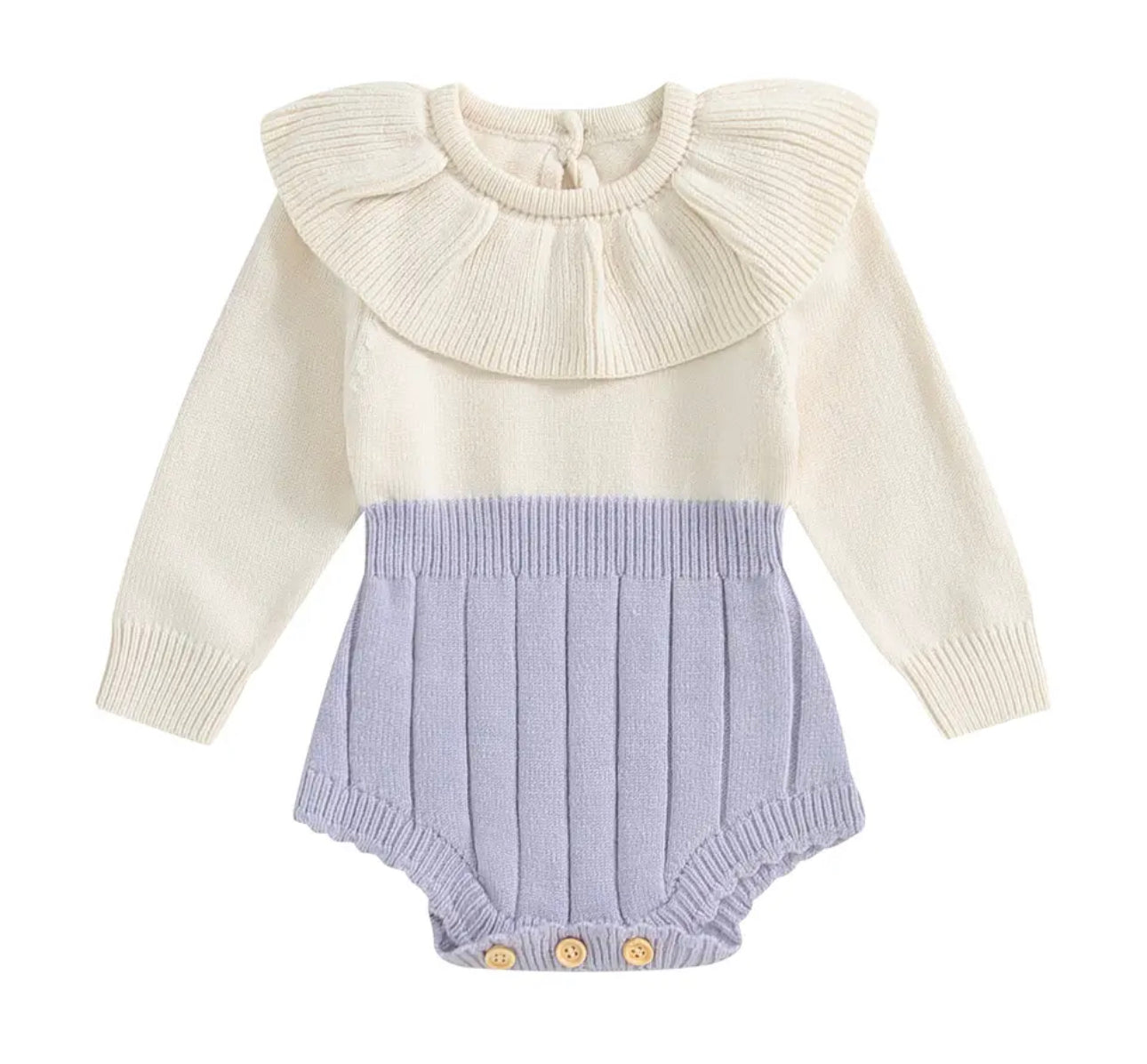 Purple knit sweater romper