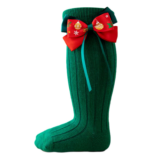 Green Christmas Knee Socks