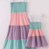 Multi color tiered mom dress