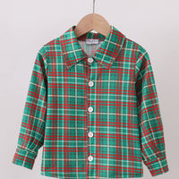 Christmas plaid boys button down