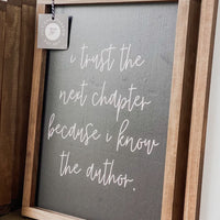 I trust the next chapter sign 13x17, black/ dark walnut