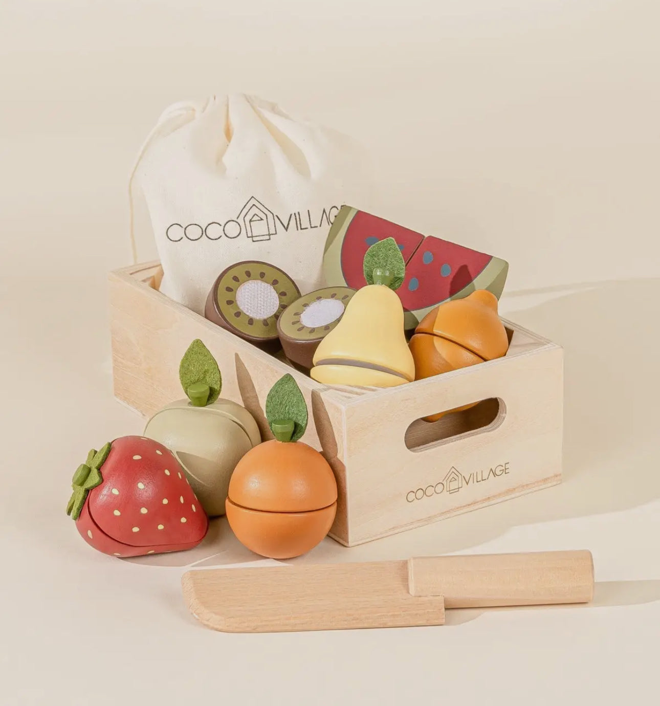 Wooden fruit play set