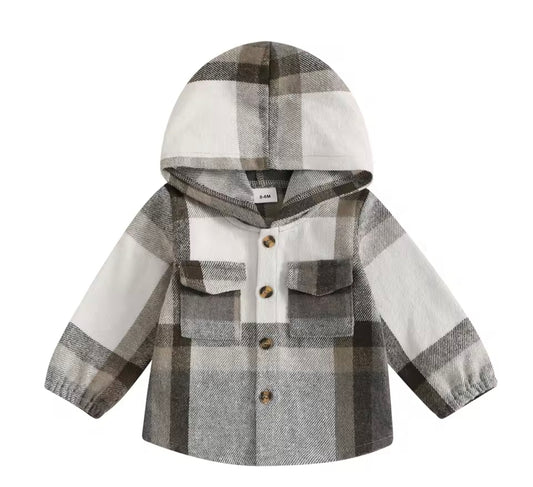 Grey plaid boys jacket