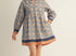 Blue ruffle neck floral dress
