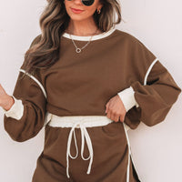 Brown long sleeve skort set- L