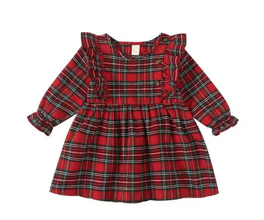 Red plaid girls dress