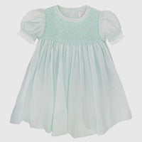 Mint smocked dress with lace