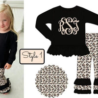 Black leopard pant set