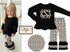 Black leopard pant set
