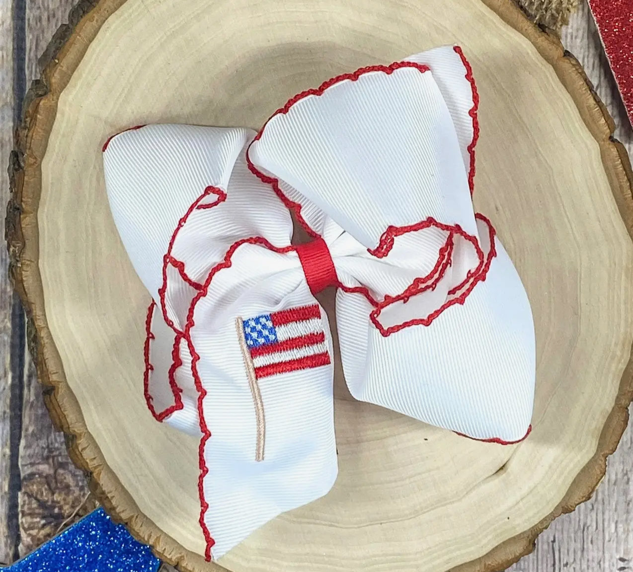American flag clip bow