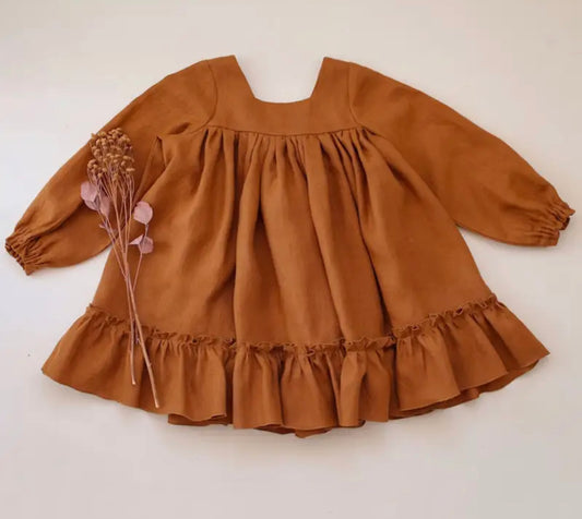 Rust linen dress