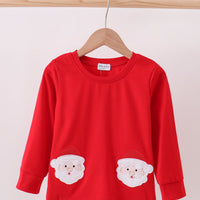 Red Appliqué Santa boys top