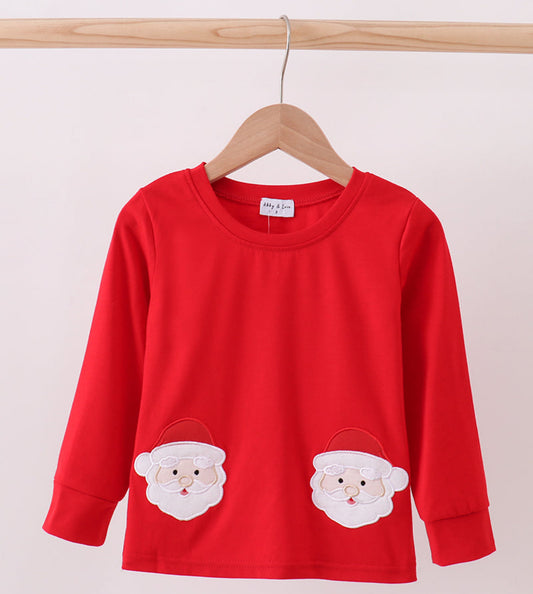 Red Appliqué Santa boys top