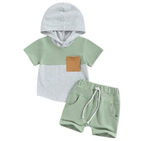 Green striped short set