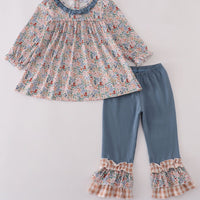 Blue floral pant set