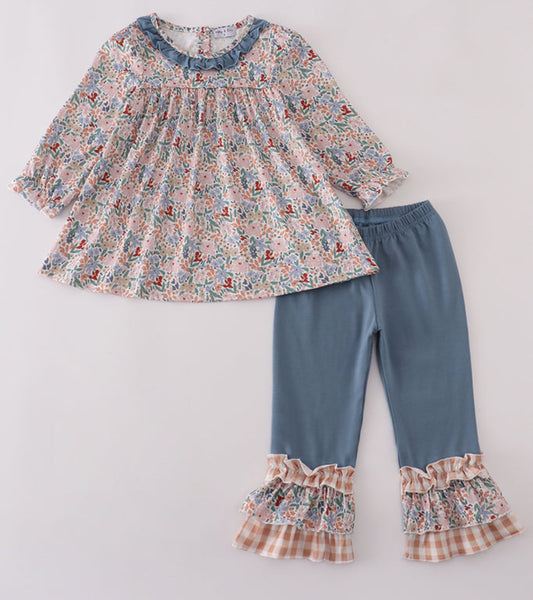 Blue floral pant set