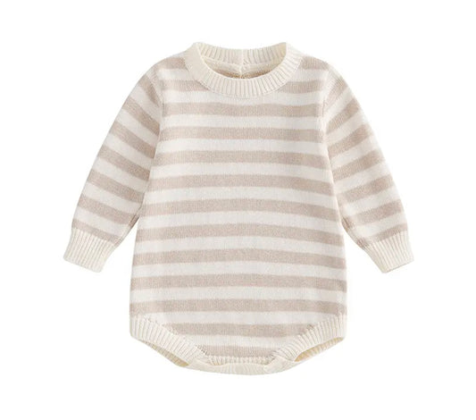Knit sweater striped romper