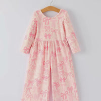 Pink bow long sleeve jumpsuit