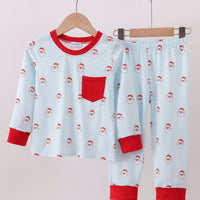Blue Santa face pajama set