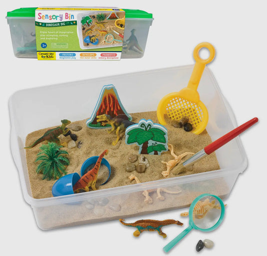 Sensory dinosaur dig activity bin