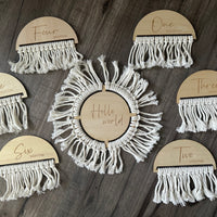Milestone wood tassel plaques