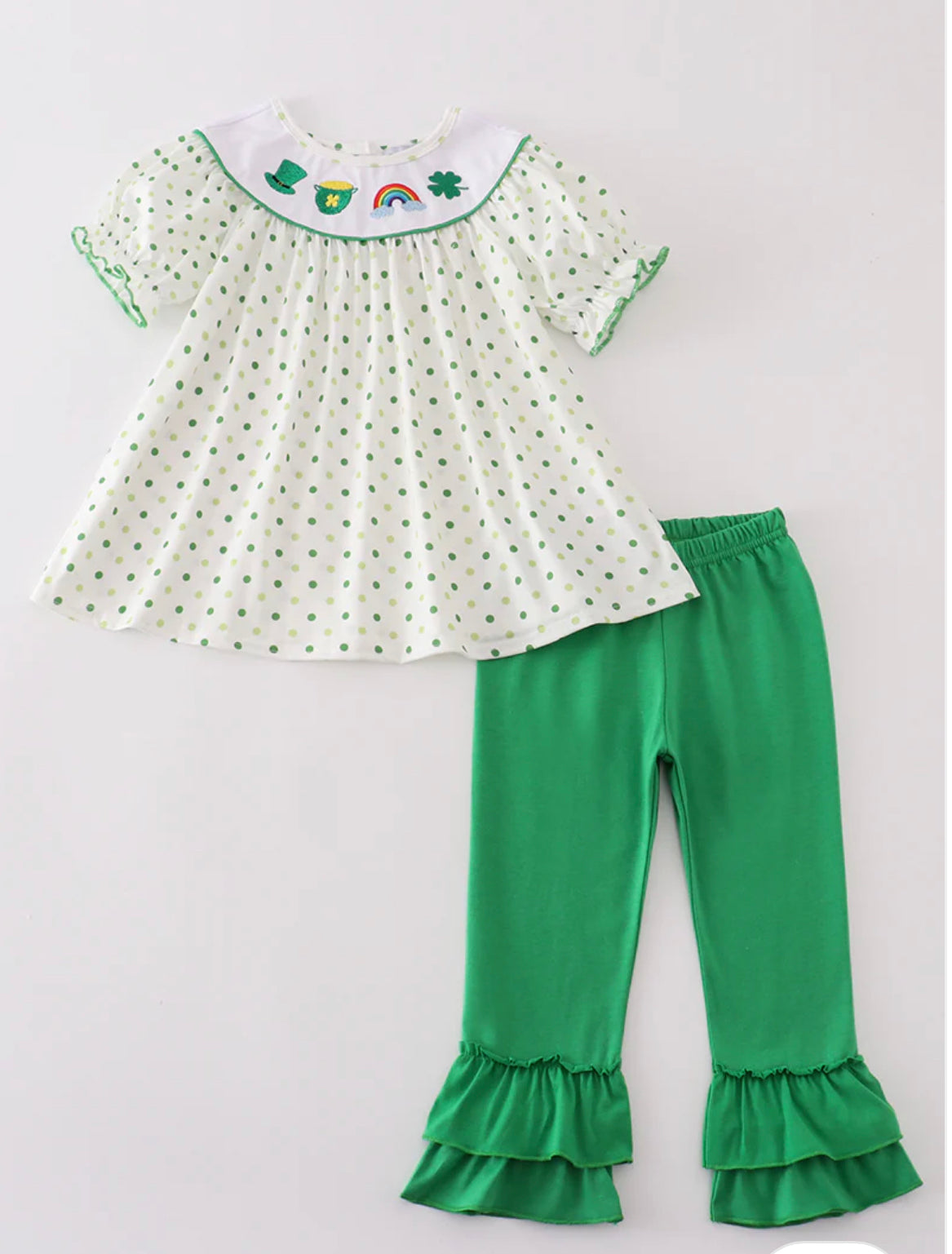 Green lucky clover girls set