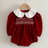 Red smocked girls bubble