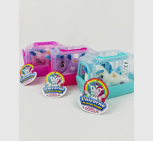 Unicorn plush toy with carrier
