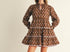 Tiered floral brown dress